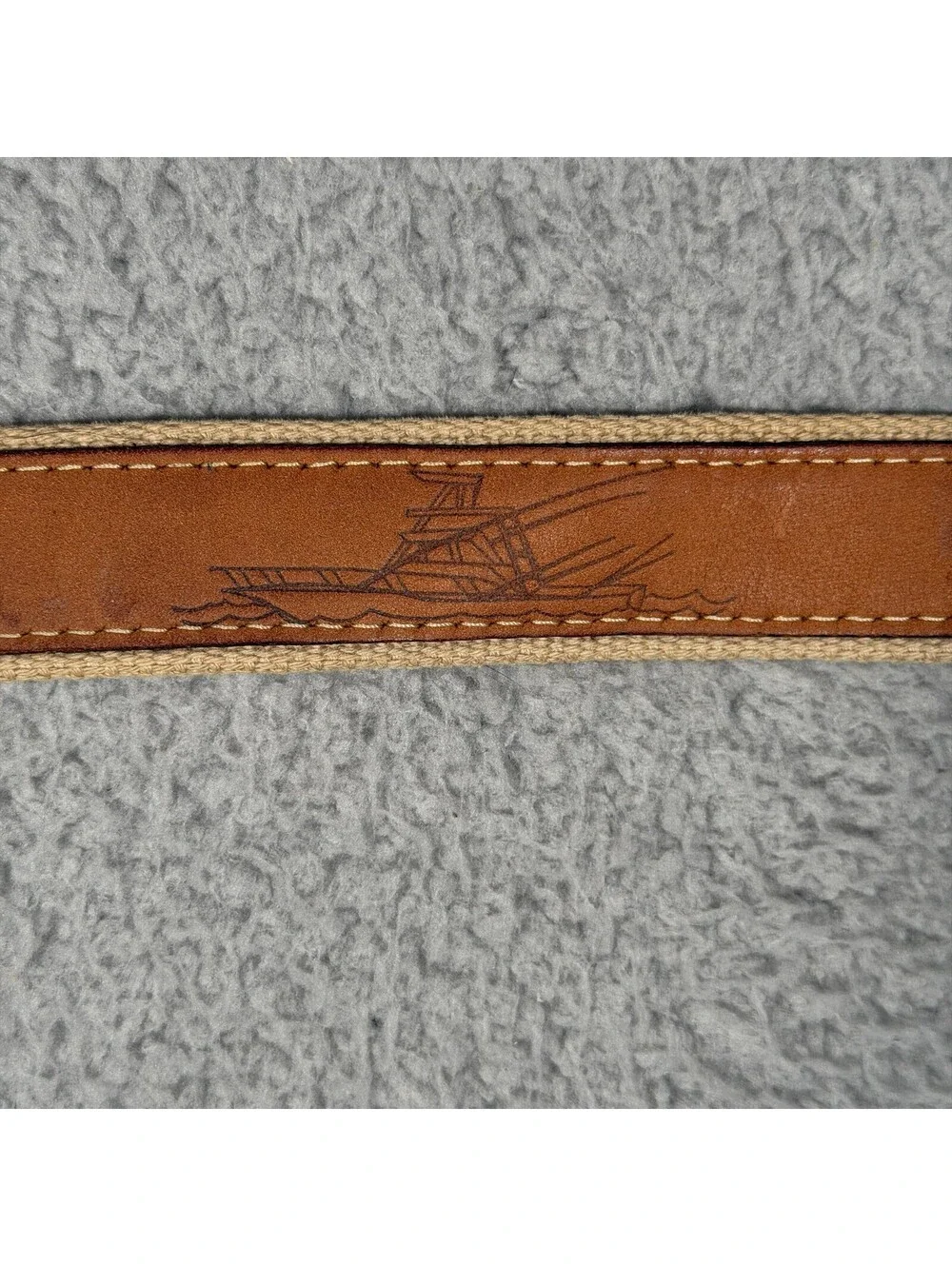 Zep-Pro Men’s Belt Size 36 Inch Marlin Deep Sea Fishing Leather Brass Buckle
